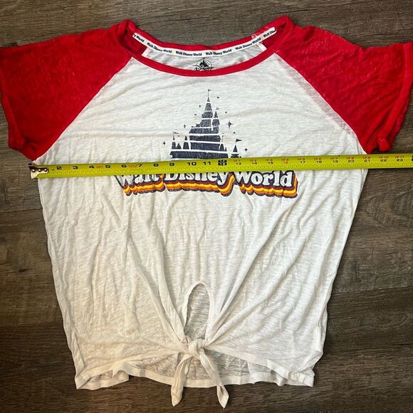 Walt Disney World Graphic Print Tee Tie Front Short Sleeve White Red Size XXL - Picture 9 of 13